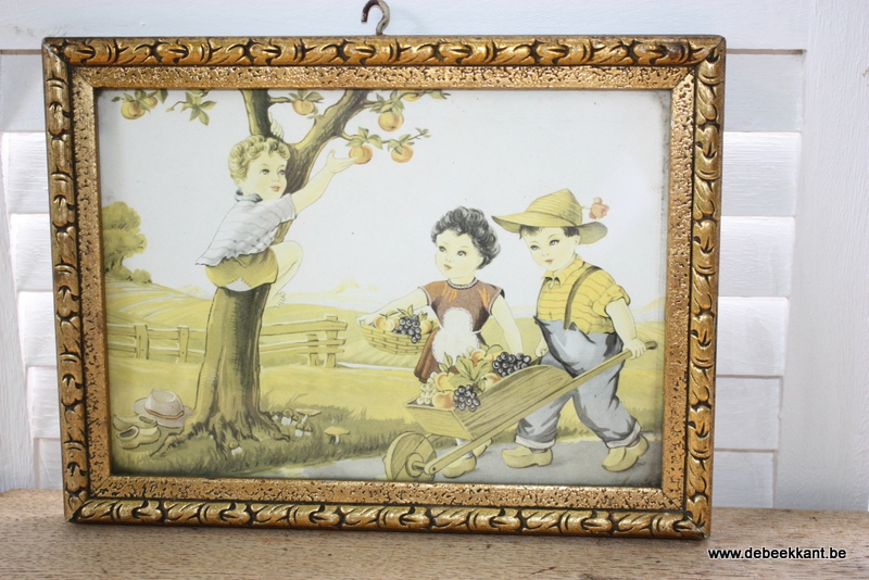 19.5 x 26 Antieke houten kader goudkleur met prent